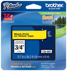 TZM41 Brother LAMINATED TAPES 18MM - BLACK ON CLEAR MAT